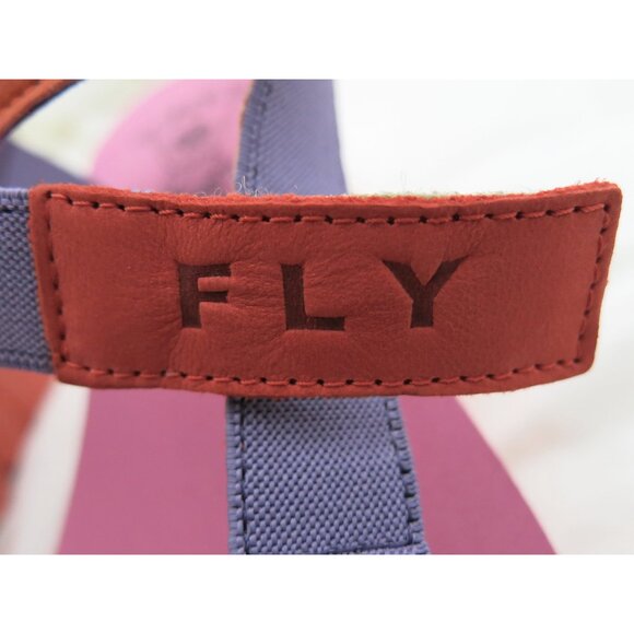 NIB $195 Fly London YEFA726FLY Yefa Portugal 38 (7) Orange / Violet Rose Wedge